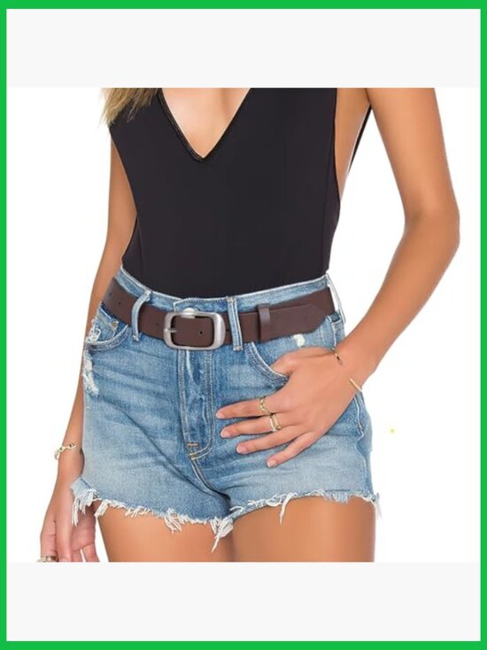 2 Pack Cowhide Leather Belts with Pin Buckle for Jeans Dress main image 5